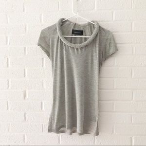Nanushka Modal Heather Gray Rolled Collar Tee XS